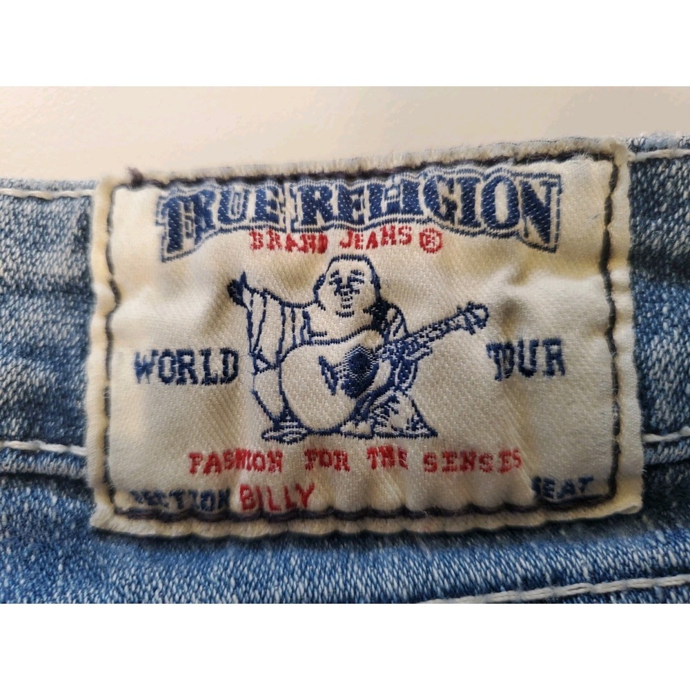 True Religion Billy Jeans Mens 31 Made In USA Flap Pocket Bootcut Blue VTG Y2K